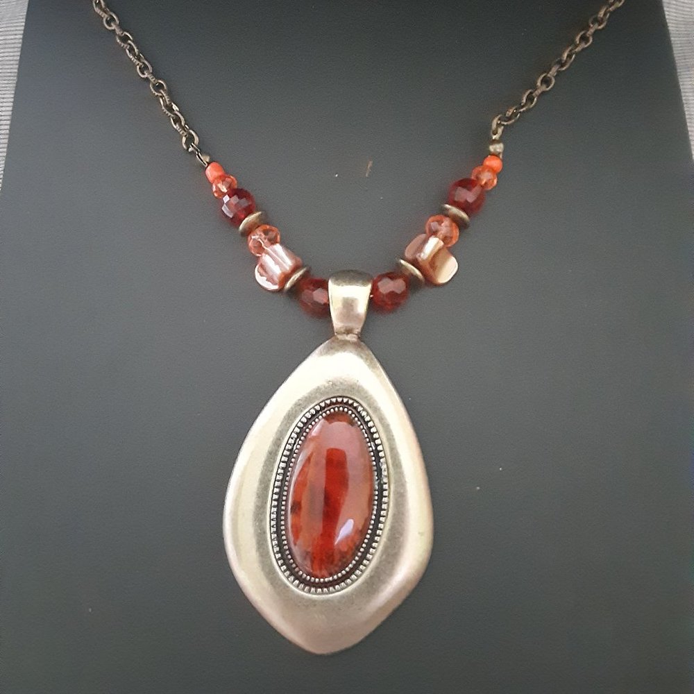 KC red pendant boho necklace - Picture 1 of 3